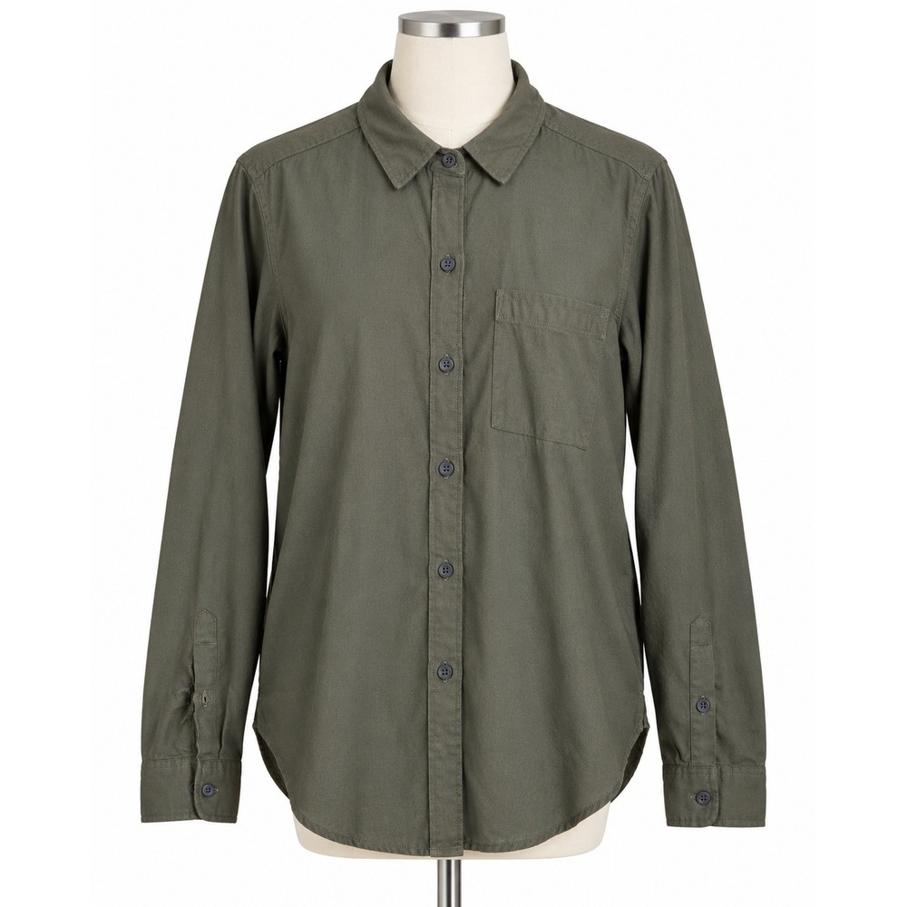 Abercrombie & Fitch Button Down Womens M Olive Green Fair Utility Twill Shirt